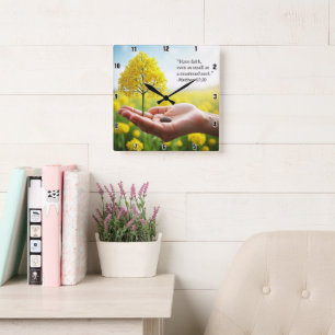 Mustard Seed: Faith's Simple Truth Square Wall Clock