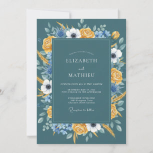 Mustard Slate Bloom Wedding Invitation