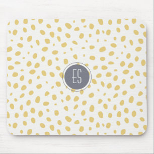 Mustard Speckle Pattern Monogram Mouse Pad