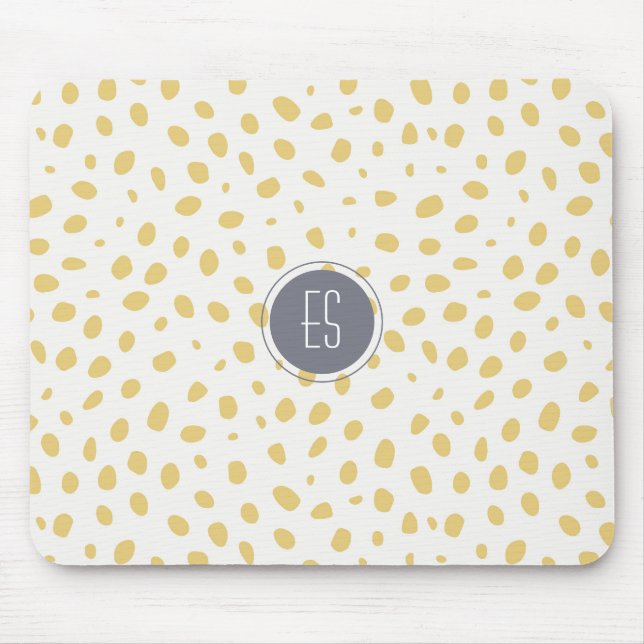 Mustard Speckle Pattern Monogram Mouse Pad (Front)