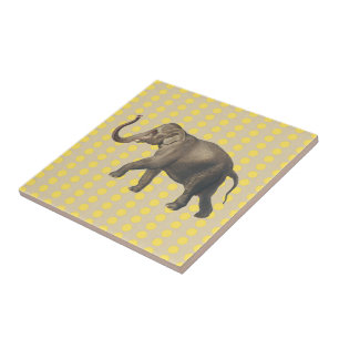 Mustard Spice Moods Dots with Elephant Ceramic Tile