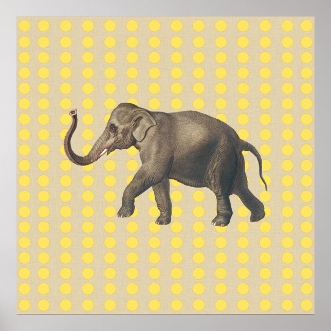 Mustard Spice Moods Dots with Elephant Poster (Front)
