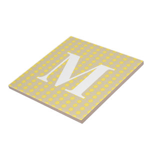 Mustard Spice Moods Dots with monogram Tile