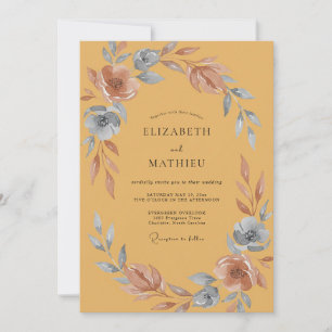 Mustard Steel Watercolor Wedding Invitation