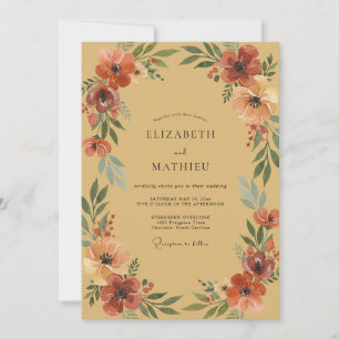 Mustard Terracotta Wildflower Wedding Invitation