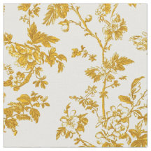 Mustard Toile Floral Vines
