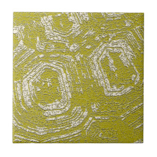 Mustard Tortoise Shell abstract print by LeahG Ceramic Tile