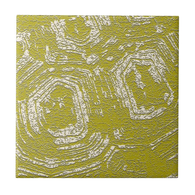 Mustard Tortoise Shell abstract print by LeahG Ceramic Tile (Front)