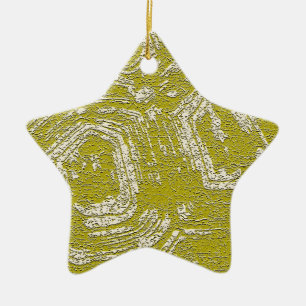Mustard Tortoise Shell abstract print by LeahG Ceramic Tree Decoration