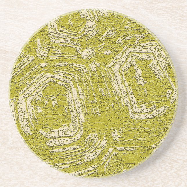 Mustard Tortoise Shell abstract print by LeahG Coaster (Front)