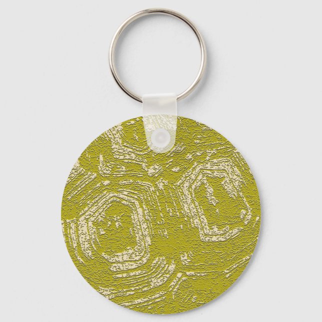 Mustard Tortoise Shell abstract print by LeahG Key Ring (Front)