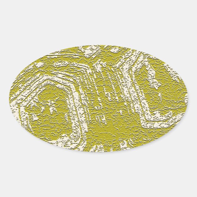 Mustard Tortoise Shell abstract print by LeahG Oval Sticker (Front)