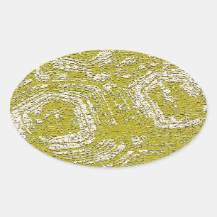 Mustard Tortoise Shell abstract print by LeahG Oval Sticker