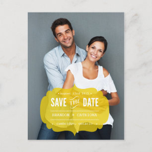 Mustard Transparent Label   Save the Date Postcard
