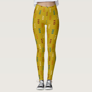 Mustard Tribal Arrow Ethnic Summer Leggings
