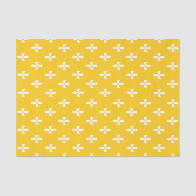 Mustard Victorian Fleur de Lys Tissue Paper (Front)