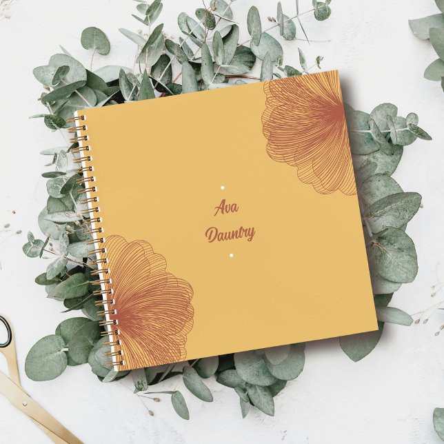 Mustard Wash Chic Floral Doodle Notebook (Creator Uploaded)