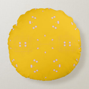 Mustard with white dots round cushion