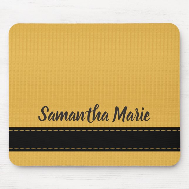 Mustard Yellow and Black Personalised Mousepad (Front)