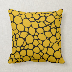 Mustard Yellow and Black Turtle Shell Print Cushion