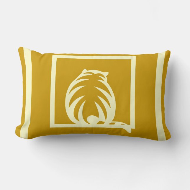 mustard yellow and cream CATS  modern  pillow (Front)