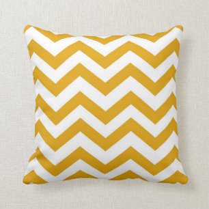Mustard Yellow and White Chevron Cushion