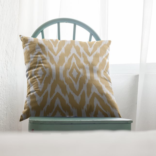 Mustard Yellow and White Ikat Pattern Pillow (Creator Uploaded)