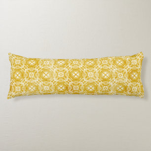 Mustard Yellow and White Lace Overlay Body Cushion