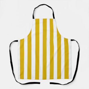 Mustard Yellow and White Vertical Stripes Apron