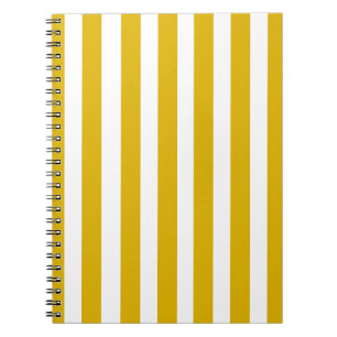 Mustard Yellow and White Vertical Stripes Notebook