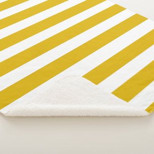 Mustard Yellow and White Vertical Stripes Sherpa Blanket