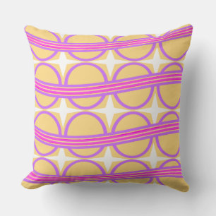 Mustard Yellow Back Panel of Light Violet Circle   Cushion
