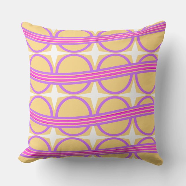 Mustard Yellow Back Panel of Light Violet Circle   Cushion (Front)