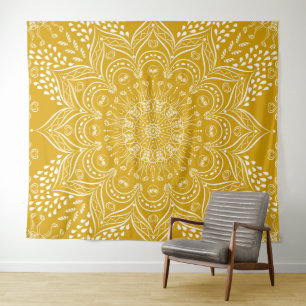Mustard Yellow Boho Mandala Tapestry