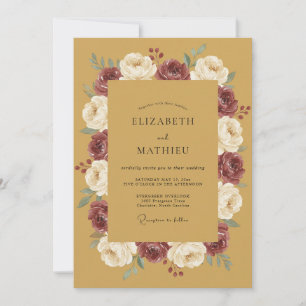 Mustard Yellow Botanical Bloom Wedding Invitation