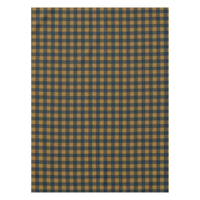 Mustard Yellow Buffalo Plaid Rustic Farmhouse  Tablecloth (Front)
