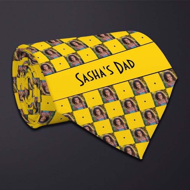 Mustard Yellow Chequered Photo Tie (Creator Uploaded)