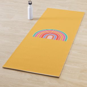 Mustard Yellow Colorful Rainbow Yoga Mat