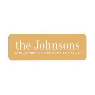Mustard yellow family name return address label