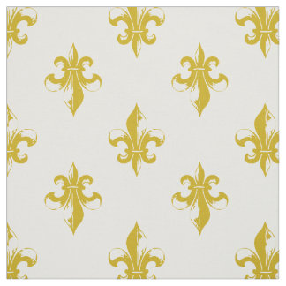 Mustard Yellow Fleur De Lis Pattern Fabric