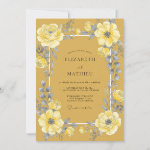 Mustard Yellow Floral Bloom Wedding Invitation
