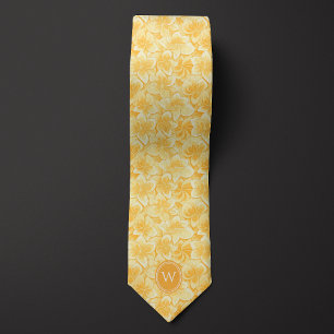 Mustard Yellow Floral Monogram Tie