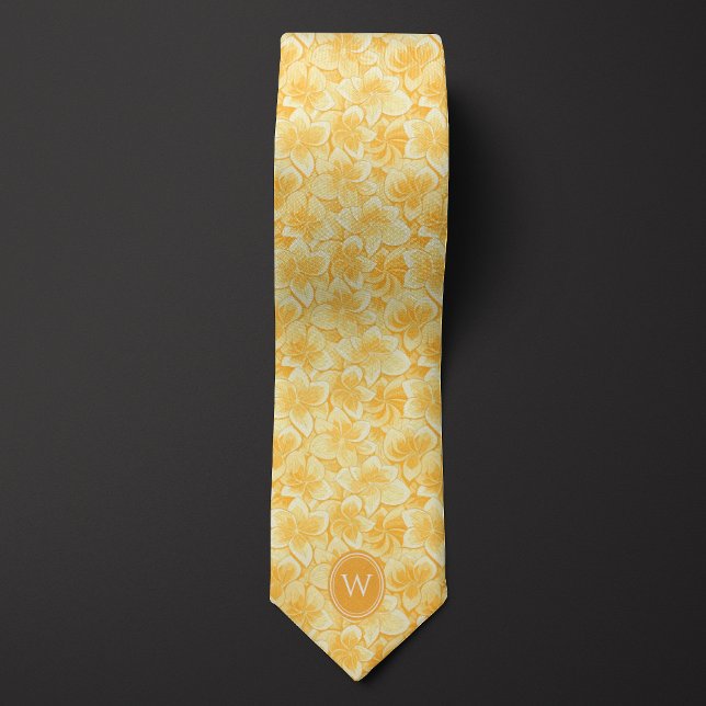 Mustard Yellow Floral Monogram Tie (Creator Uploaded)