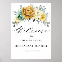 Mustard Yellow Floral Rehearsal Dinner Welcome