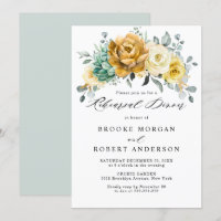 Mustard Yellow Floral Sage Green Rehearsal Dinner