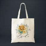 Mustard Yellow Floral Sage Greenery Modern Bride Tote Bag<br><div class="desc">Modern elegant spring / midsummer wedding bride tote bag features a bouquet of soft watercolor mustard yellow roses / peonies with greenery lush green leaves / botanical leaves / eucalyptus / succulents. Please find more matching designs and variations from my "blissweddingpaperie" store. And feel free to contact me for further...</div>