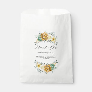 Mustard Yellow Floral Sage Greenery Modern Wedding Favour Bag