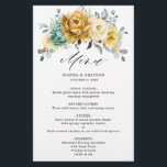 Mustard Yellow Floral Sage Greenery Wedding Menu<br><div class="desc">Modern elegant spring / midsummer wedding menu features a bouquet of soft watercolor mustard yellow roses / peonies with greenery lush green leaves / botanical leaves / eucalyptus / succulents. Please find more matching designs and variations from my "blissweddingpaperie" store. And feel free to contact me for further customisation or...</div>