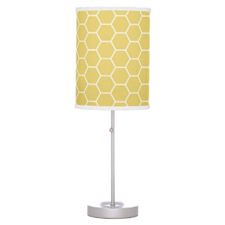 Mustard Yellow Geometric Honeycomb Hexagon Pattern Desk Lamps