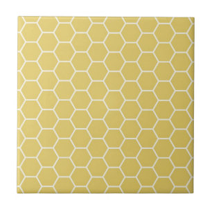 Mustard Yellow Geometric Honeycomb Hexagon Pattern Tile